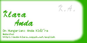 klara anda business card